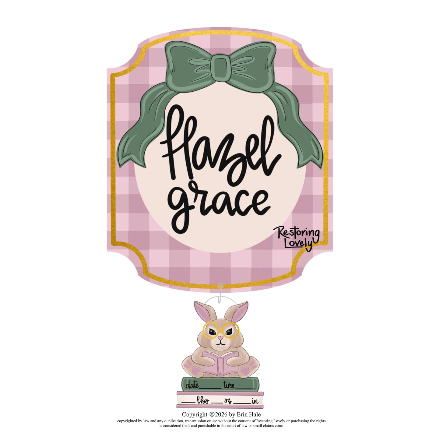 Baby Book Bunny Birth Announcement (RL193)