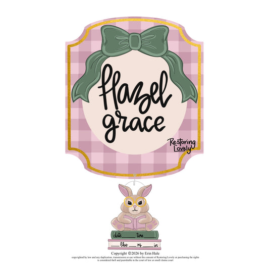 Baby Book Bunny Birth Announcement (RL193)