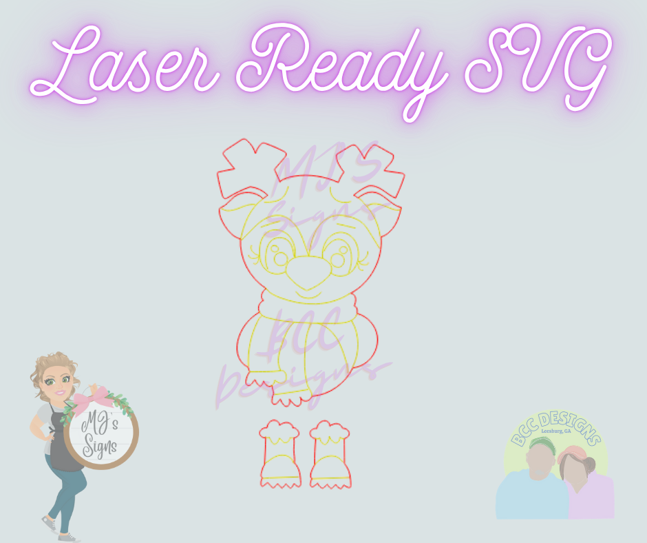 Ribbon Leg Reindeer  - Laser Ready SVG