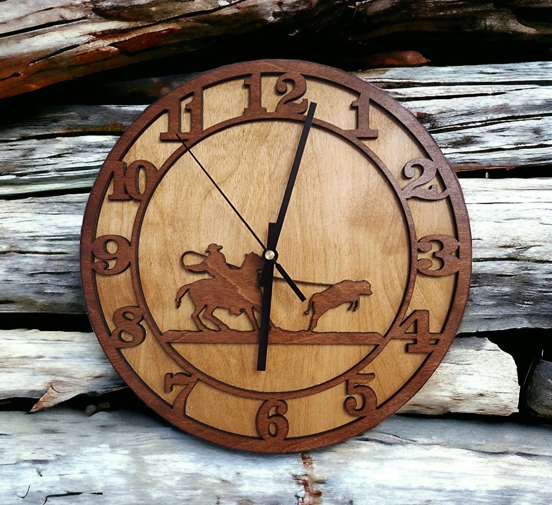 12" Cowboy Roping Clock