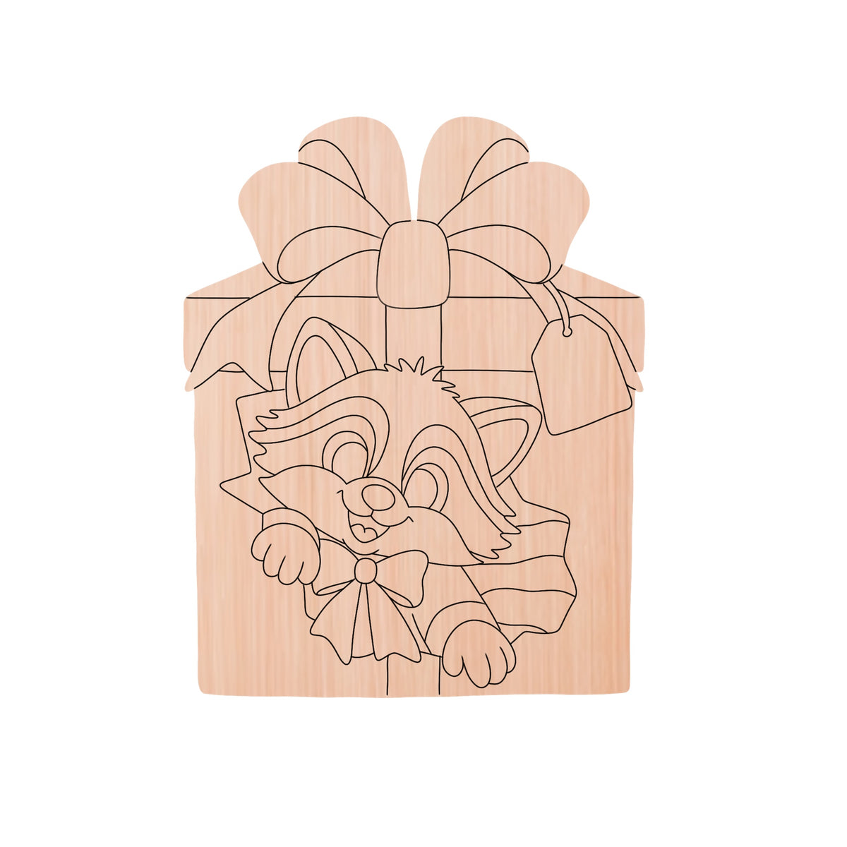 Peeking Racoon Christmas Gift (KW216-O)