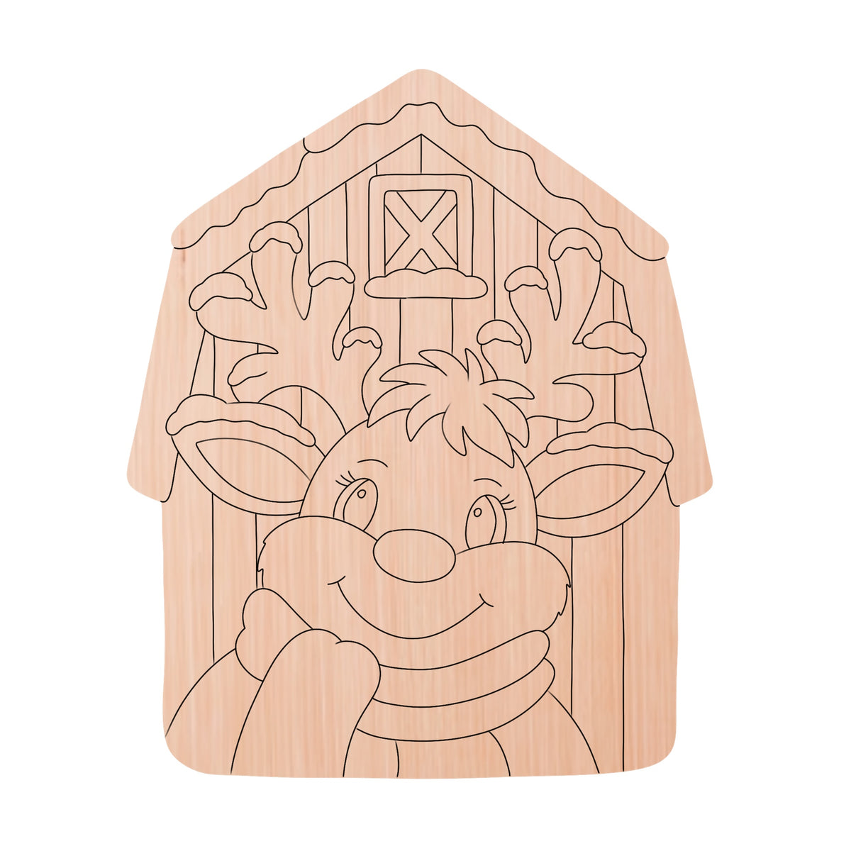 Snowy Barn Reindeer Ornament (DD093-O)