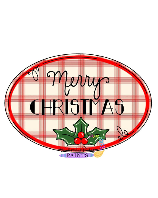 Merry Christmas Holly Oval Ornament (WP026-O)