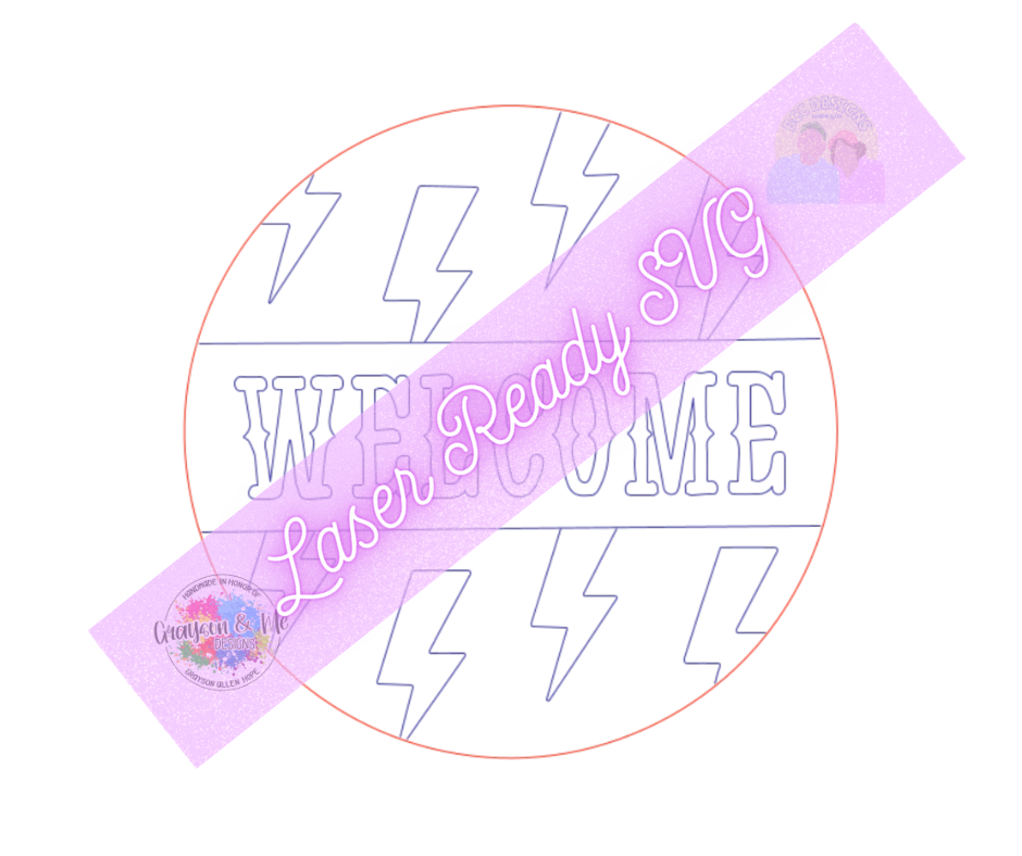Lightning Welcome Round - Laser Ready SVG