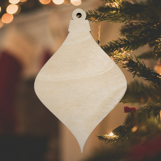 An elegant, classic drop-shaped wood cutout for DIY Christmas ornaments.
