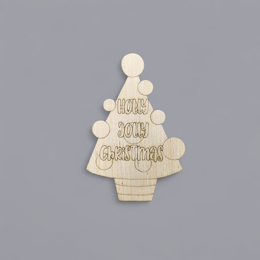 DIY "Holly Jolly Christmas" wooden tree ornament.