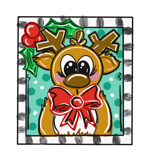 Reindeer Square Ornament (DD036O)